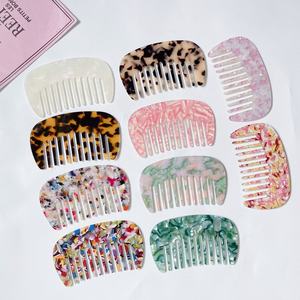 Fashion Vintage <b>Wide</b> Tooth Detangling <b>Comb</b> for Thick Curly Wavy Hair Acrylic & Acetic Acid Material Colorful Design - Product Image 1