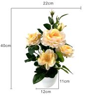 Plante artificielle en pot de roses 40 cm, fausse fleur bonsaï écologique pour la maison, le bureau, Thanksgiving, la remise des diplômes, Halloween, le Nouvel An