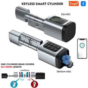 Electronic Keyless Cylinder Fingerprint Door <b>Lock</b> Entry Card Code APP Ttlock Tuya Adjustable <b>Smart</b> Cylinder <b>Lock</b> - Product Image 3