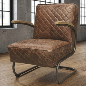 Sofá Individual de Estilo Europeo Industrial Vintage, de Hierro y Cuero Genuino, con Brazos Acolchados, para Sala de Estar, Hotel u Hogar - Product Image 3