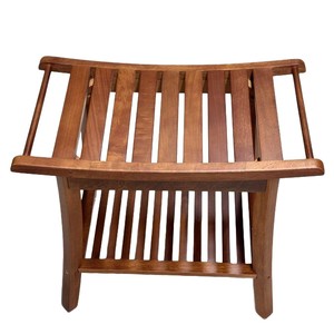 Tabouret de salle de bain en bois massif Kaijiang 60x34.5x45.5 cm, siège de douche en teck avec étagère, imperméable et antidérapant - Product Image 5