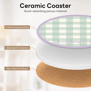 Posavasos Redondos de Cerámica con Estética <span class=keywords><strong>Coqueta</strong></span>, Antideslizantes y Resistentes al Calor, Juego de 6, para Uso Diario - Product Image 3