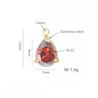 Collier pendentif délicat pour la création de bijoux, en acier inoxydable, avec pierre de naissance en forme de goutte d'eau, zircon et breloques pierres de naissance