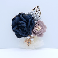 Feest Prom Kunstmatige Zijde Thee Rose Bruidsmeisje Bruid Corsage Pin Broche Bloem Corsage Armband