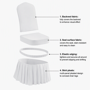 Funda de Silla Plisada de 1 Pieza con Spandex <span class=keywords><strong>para</strong></span> Hotel, Banquete, Fiesta, Eventos, Decoración de Bodas, Protector de Asiento Blanco - Product Image 6