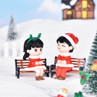 Noël assis couple dessin animé micro paysage décorations créatif bureau ornement résine poupées