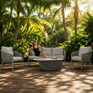 Juego de Sofás de Aluminio con Diseño de Lujo para Jardín, Patio u Hotel, con Sillas y Mesa Impermeables para Exteriores, con Cojines Confortables - Product Image 1