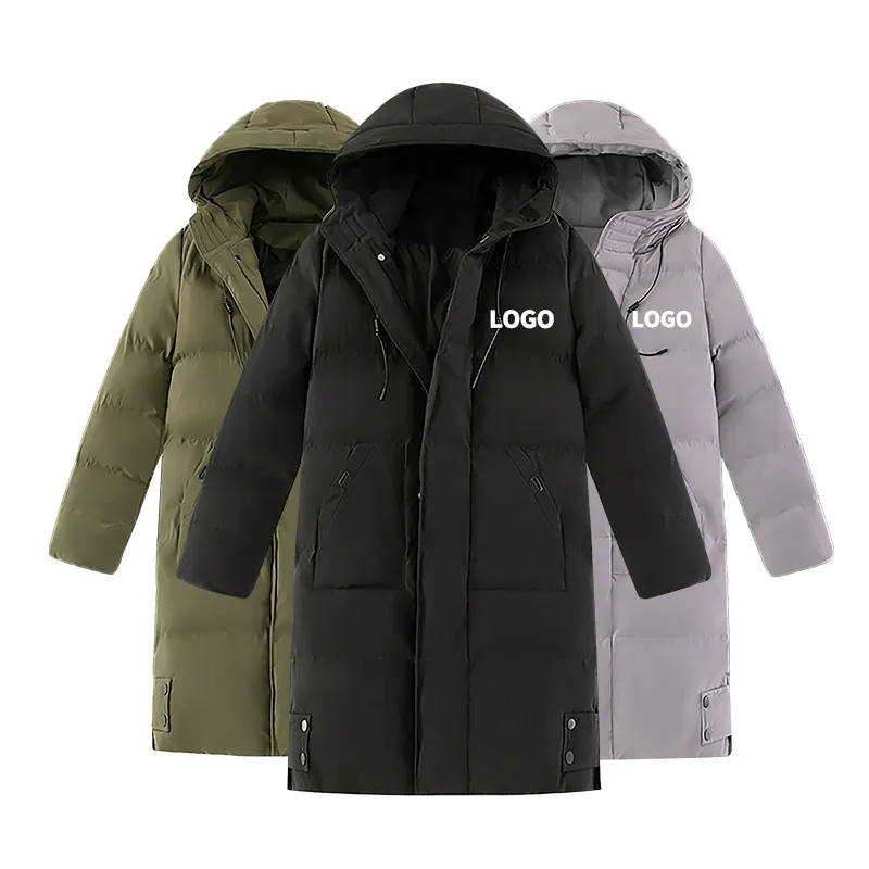 wholesale jacket cold winter coat custom logo puff windproof long men's coats