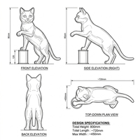 Escultura de Gato de Acero Inoxidable Grande, Pulida a Espejo, Resistente a la Intemperie, para Jardín, Parque o Exterior, Venta al Por Mayor