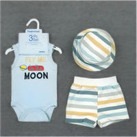 Conjunto de Ropa para Bebé Unisex Bulala, 3 Piezas, Algodón Transpirable, Diseño Floral, Gorro, Pantalones Cortos sin Mangas, Mono, Verano, 0-12 Meses