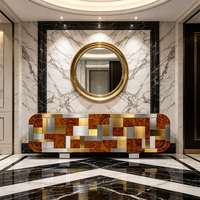 Aparador de Metal de Arte Moderno y Lujoso, Mueble de Almacenamiento para Sala de Estar, Mueble Decorativo para Vestíbulo de Villa/Casa de Lujo, Hecho a Medida
