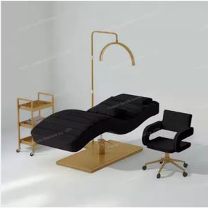 Lit de massage de luxe pour salon de beauté, en cuir noir, avec cadre en métal, vente chaude - Product Image 6