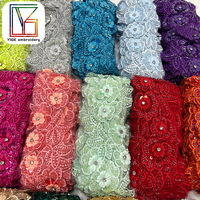 Broderie Florale 3D de Haute Qualité avec Strass, Garniture de Dentelle Nuptiale Lourde Multicolore Ornée de Perles et Paillettes, pour Robe