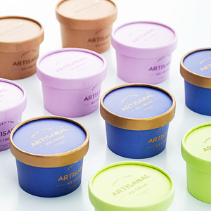 Gobelets à crème glacée jetables imprimés avec logo personnalisé, gobelets à crème glacée jetables recyclables, gobelets à crème glacée de 3 oz avec couvercles pour emporter - Product Image 4