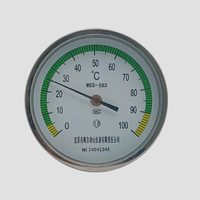 0-400C Industrial Bimetal Thermometer with Sleeve 150mm Stainless Steel