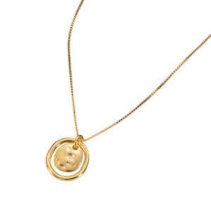 Collier pendentif cercle ovale géométrique unique plaqué or 18 carats UM Jewelry pour femmes, argent 925, cadeau - Product Image 5