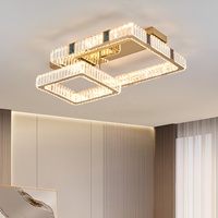 Luminaires de plafond, lustre en cristal, luminaire de plafond en acier inoxydable pour salon