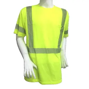 建筑制服工人透气安全工作服高能见度男女通用t恤