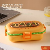 Boîte à lunch en forme de hamburger, très vendue, de qualité alimentaire, scellée, portable, boîte bento pour étudiants, pour les repas à l'école ou en plein air