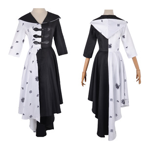 Disfraz de <span class=keywords><strong>Cruella</strong></span> de película de TV para mujeres adultas, disfraz de reina malvada, disfraz de fantasía para Halloween, peluca, <span class=keywords><strong>vestido</strong></span> elegante para fiesta de cumpleaños - Product Image 2