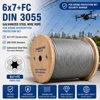Câble en acier galvanisé DIN 3055 6X7+FC 6mm 8mm 10mm pour filet de protection anti-drone, barrière de sécurité