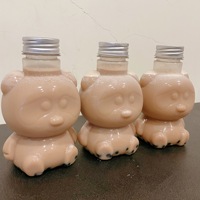 Gobelets à thé au lait jetables en PET sans BPA, transparents, en forme d'ours, d'étoile, de poupée, de bouteille, avec couvercles et pailles, pour boissons froides, vente en gros