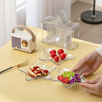 Assiette de fruits transparente de luxe plat en os plateau à collation plastique d'injection bord doré pour le stockage ou les aliments emballés