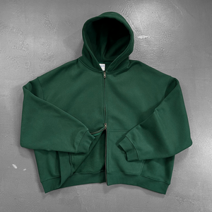 Sudadera con capucha personalizada unisex con cremallera, estilo holgado, de algodón de 500 g/m², forro polar grueso, para hombre, bordada, impermeable - Product Image 2