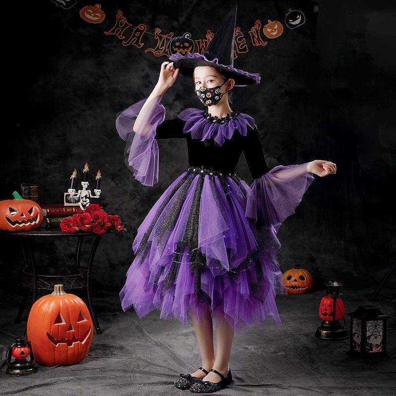 เสื้อผ้าแม่มดน้อยสีม่วง + หมวก