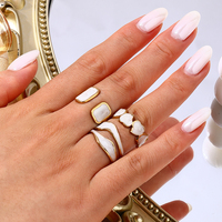 Plaqué or Chunky réglable empilable doigt bague Pack ouvert gouttes-peinture finition nacrée feuille bague bijoux cadeau pour les femmes