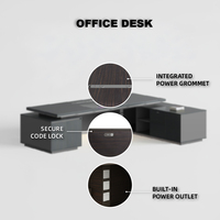 Bureau de bureau en bois au design minimaliste, avec accès électrique intégré et grand espace de rangement pour les bureaux d'entreprise