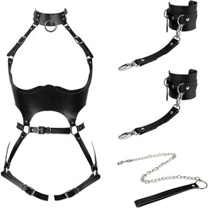 Delove Hot Selling Leather <strong>Bondage</strong> Clothing SM Hollow <strong>Bondage</strong> Sexy One-piece <strong>Bondage</strong> Clothing Female Wearable Toys - Product Image 2