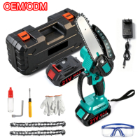 Mini tronçonneuse sans fil de 6 pouces, batterie au lithium 21V, scie à bois électrique, kit d'outils professionnels