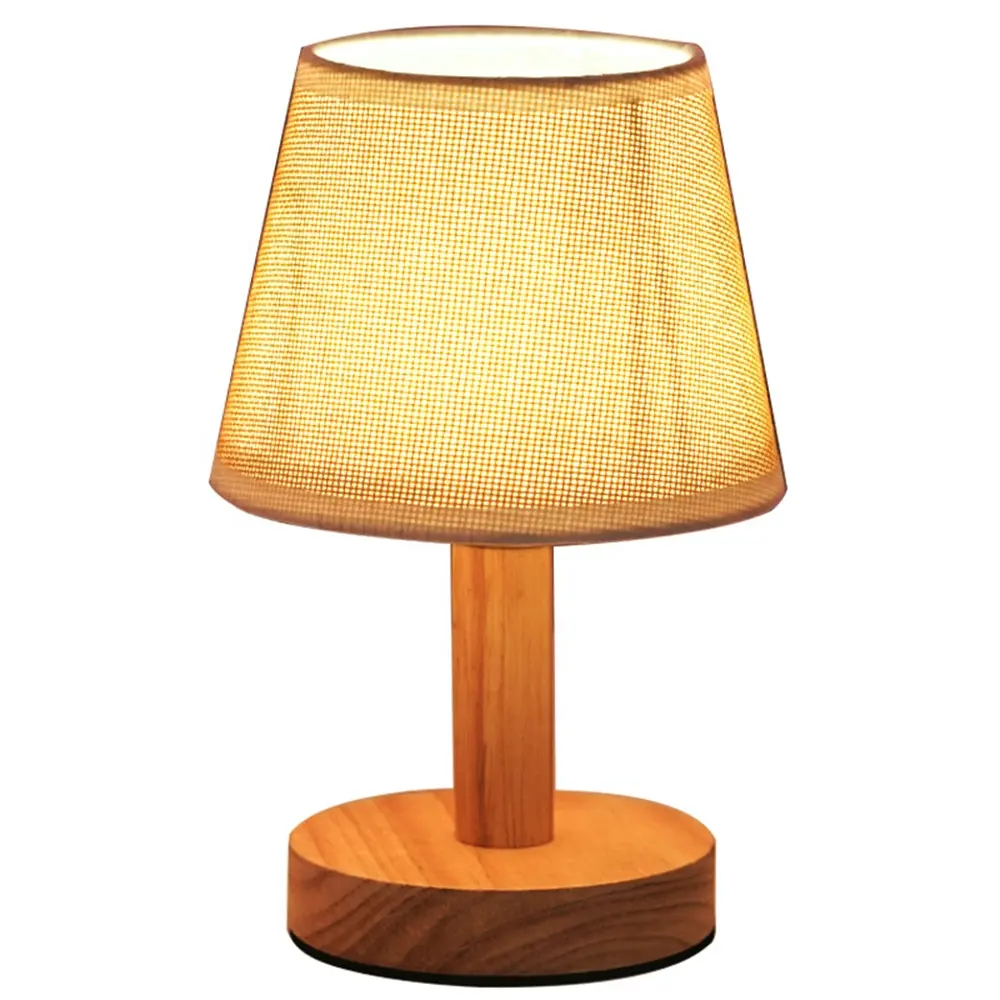 Luxury Rechargeable Solid Wood Table Lamps Dimmable Touch Fabric Shade Desk Light USB LED Lamp For Home Hotel Office