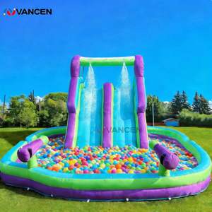 Toboggan aquatique gonflable <span class=keywords><strong>pour</strong></span> enfants, double toboggan et mur d'escalade avec <span class=keywords><strong>piscine</strong></span> à jets d'eau, château gonflable extérieur en Oxford, amusement estival, livraison rapide - Product Image 2
