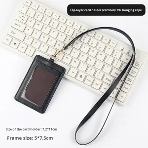 Gold Bass First-Layer PU Leather <b>Card</b> and Badge <b>Holder</b> for Business and ID <b>Cards</b> Employee Work Access <b>Card</b> <b>Holder</b> - Product Image 4