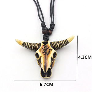 Bijoux rétro Style <span class=keywords><strong>Tribal</strong></span> Imitation Yak Os Collier Amulette Cadeau Tauren Collier <span class=keywords><strong>Taureau</strong></span> Crâne Pendentif Cool Ox Head Choker - Product Image 6