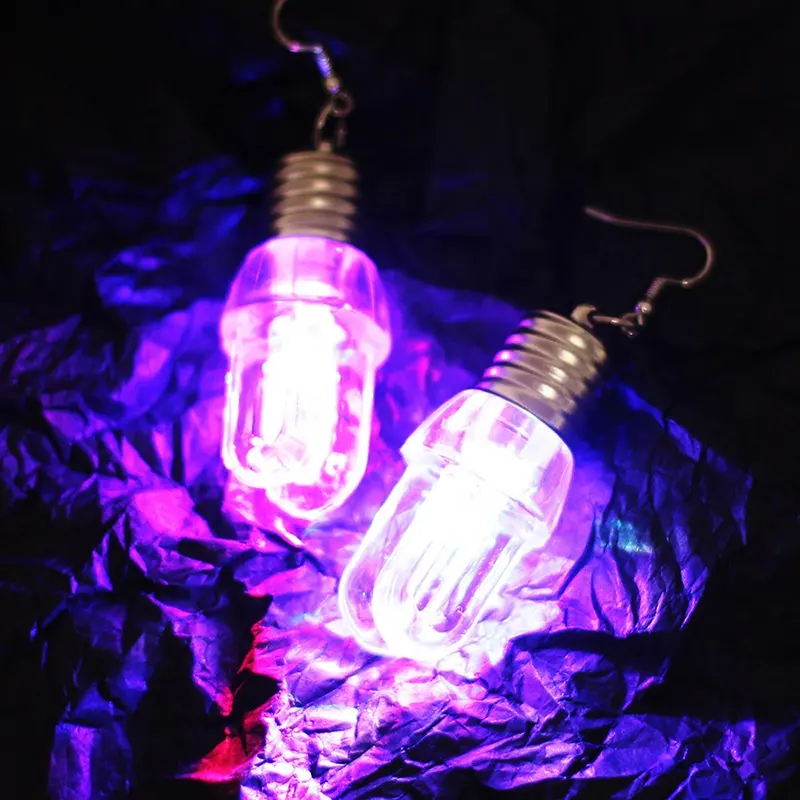 Promotion Nightclub Ladies Safe Flashing LED Acrylic Bubble LED Earrings Change Color