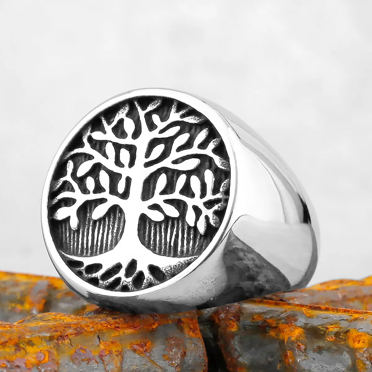 Anillo de acero inoxidable para hombre, joyería vikinga, estilo nórdico, árbol de la vida, Punk, Vintage, accesorios de moda