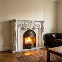 Cheminées, manteau de cheminée en marbre, cadre de cheminée sculpté en pierre naturelle pour la décoration intérieure de villa, compatible avec les inserts de cheminée électriques