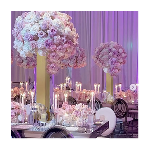 Hot Sale Tall Metal Gold Stainless Steel Pillar <strong>Flower</strong> Stand Wedding Centerpieces <strong>Flower</strong> <strong>Vase</strong> for Event Decorations - Product Image 1