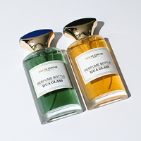 Flacon de parfum élégant et luxueux en verre plat incurvé de 50 ml avec bouchon poli bicolore