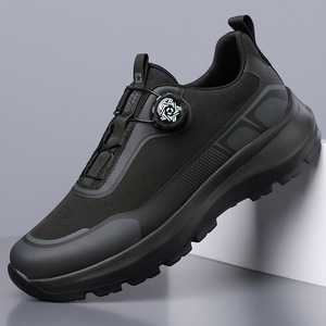 Zapatos Deportivos Casuales para Hombre con Cordones, Color Negro Sólido, Suela Suave, Resistentes al Desgaste, Zapatos de Viaje - Product Image 1