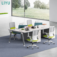 Poste de travail LIYU, bureau partagé pour 2 personnes, table de bureau en open space avec écran de confidentialité, meuble de rangement, chaise ergonomique