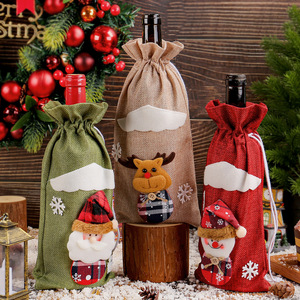 <span class=keywords><strong>Buon</strong></span> <span class=keywords><strong>natale</strong></span> in lino Santa Doll copertura della bottiglia di vino per le vacanze Hotel tavolo da pranzo cartone animato 3D Bundle Soft Mouth Bag - Product Image 3