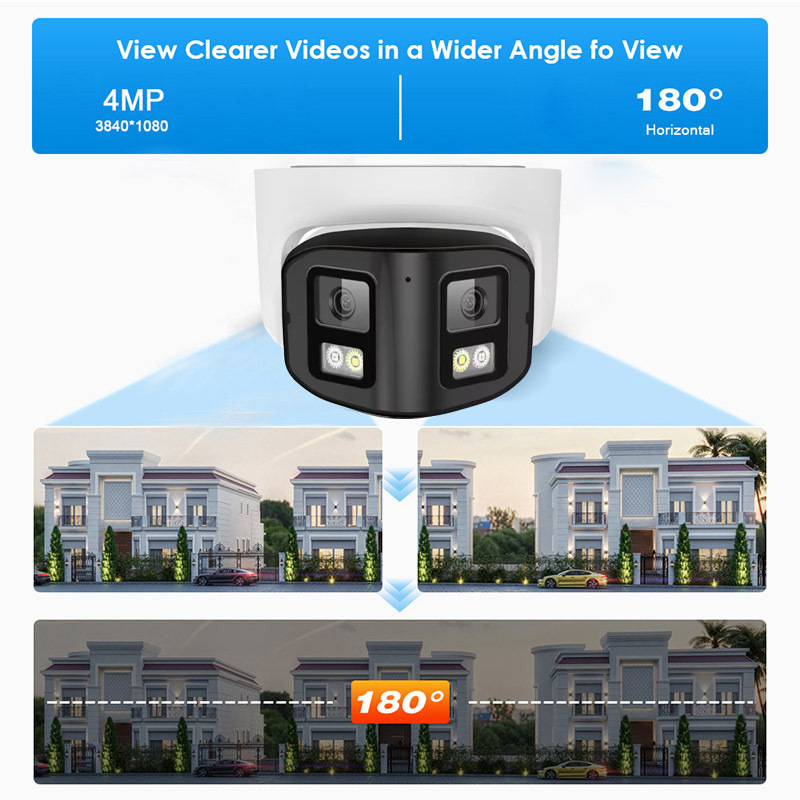 4MP Dual Lens 180 Degree Panoramic PoE IPC Security Camera ColorVu IP66 Dome Full Color 4MP CCTV Camera Two Way Audio Outdoor · image 3