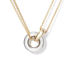 Elegante Collana con Anelli Intrecciati in Acciaio Inossidabile Placcato Oro PVD, Gioielli Minimalisti per Migliori Amiche - Product Image 5