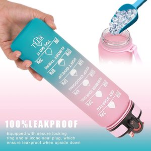 Botella Deportiva de Plástico de 32oz, Libre de BPA, con Tapa Abatible, Botella de Agua Motivacional con Marcador de Tiempo - Product Image 4