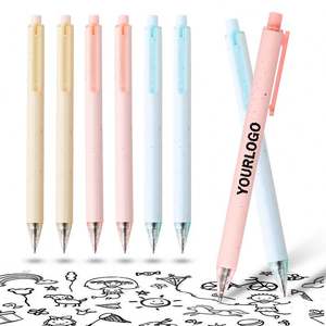 Stylo bille en paille de blé ABS, action facile par pression, pointe balle 1,0 mm, encre noire, écriture supérieure, couleur macaron - Product Image 2