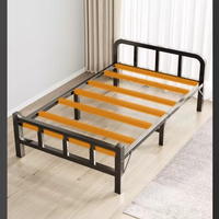 Draps pliés - Lit simple pour la maison - Outil de sieste pour le bureau - Petit lit pour la sieste de l'après-midi en dortoir - Lit en fer pour adulte pour maison de location